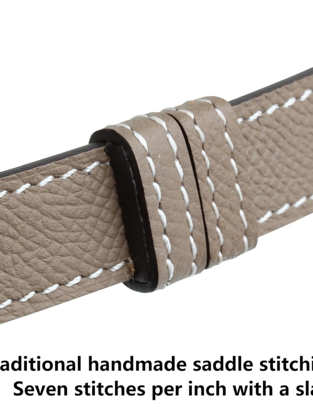 Grey leather thin belt with metal clasp - Picture 2 of 4